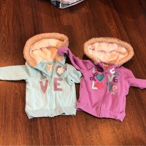Y2k Oshkosh fur lined fuzzy hoodies - 4T